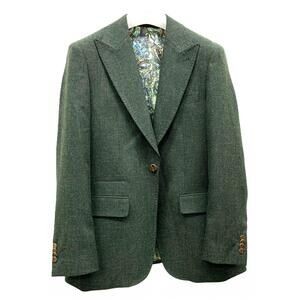 NEW CIGAR men's classic peak lapel blazer in forest
